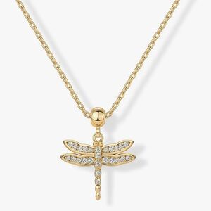 NEW 14K Gold Plated Dragonfly Pendant Necklace